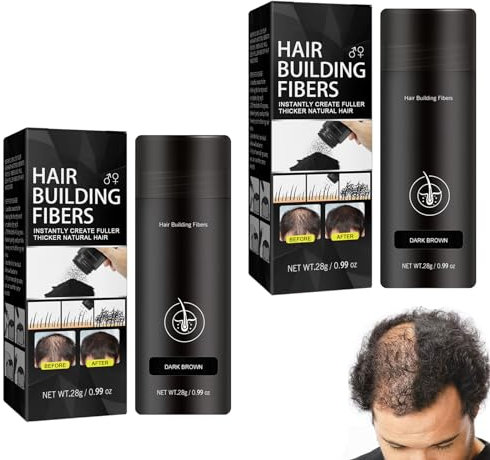 2 Stück Streuhaar, Dunkelbraun, Haarfasern Für Dünner Werdendes Haar, Hair Fibers, Haarpuder zur Haarverdichtung, lassen Sie das Haar in Sekunden Dicker, Haarpuder für Feines Haar, Frauen/Männer