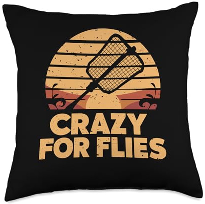 Housefly Killer, Crazy For Flies, Retro Fly Swatter Throw Pillow