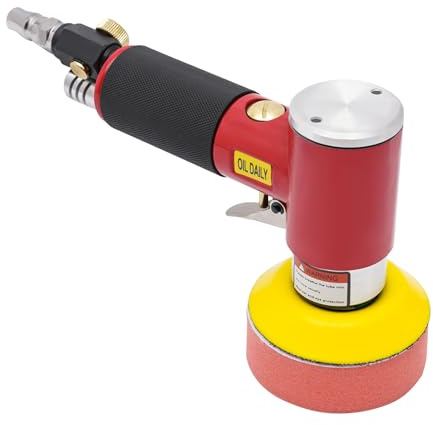 10000RPM Mini Pulidora Neumática con Esponja de Pulido, Velocidad Ajustable Máquina Pulidora Excéntrica, Pulidora de Coche Portátil Inalámbrica para Pulir, Lijar (Rojo)