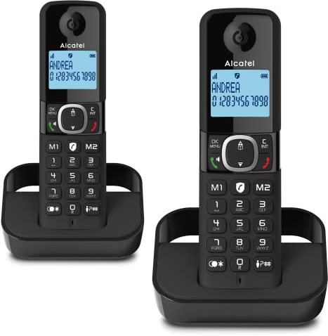 Alcatel F860 Duo - Schnurloses Telefon-Set mit einem zusätzlichen Mobilteil, Festnetztelefone für zu Hause - Telefon mit Anrufschutz, Freisprechfunktion, 2 Direktwahltasten, VIP-Funktion
