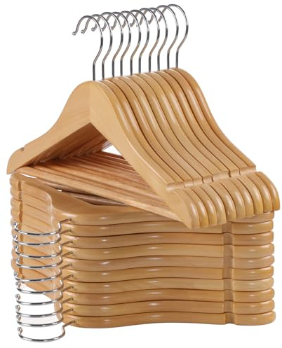 Edergoo Kids Wooden Hangers 20 Pack, Natural Wooden Baby Hangers with Smooth Finish, Solid Wood Children Hanger for Clothes with Precisely-Cut Notches, Swivel Hook Baby Clothes Hanger for Closet