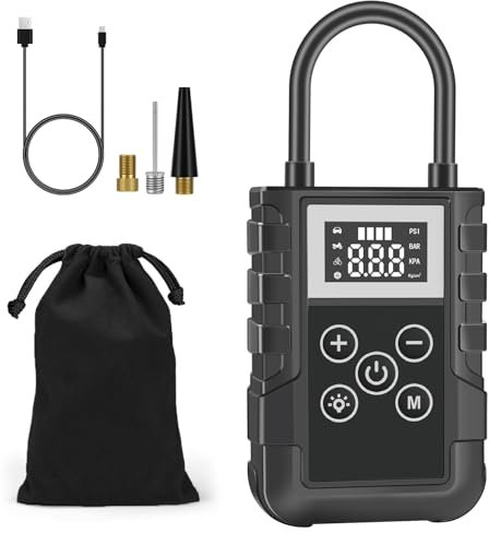 Tyre Inflator Air Compressor,150PSI Portable Air Compressor with 6000 mAh Battery Rechargeable,Car Tyre Inflator with Digital LED Display and LED Lighting,4 Modes,Ideal for Car,Bike,Motorbike,Ball