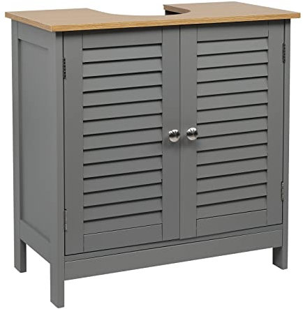 WESTHL Under Sink Bathroom Cabinet,Floor Standing Storage Cupboard Basin Unit with 2 Doors,Pedestal Under Sink for Washbasins with Feet,Storage Cupboard Kitchen Organiser Furniture