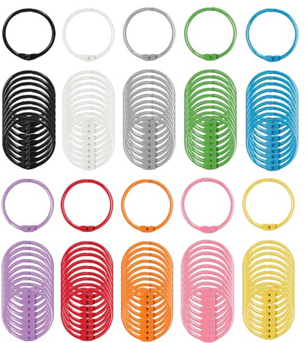 100PCS Metal Binder Book Rings, Colourful Ring Binder Clips for Flashcards, 30mm Loose Leaf Binder Rings, Flash Card Rings