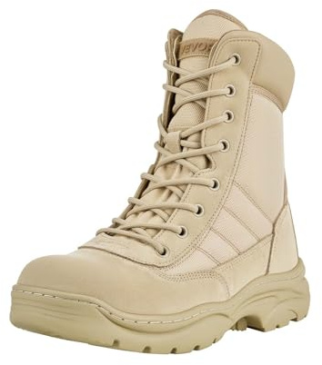 VEVOR Bottes Militaires Homme Pointure EU 42,5 Bottes Tactiques de Combat Légères Respirantes avec Fermeture Éclair Latérale, Chaussures de Travail de Randonnée pour Sécurité Extérieur, Couleur Sable