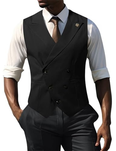 Gilet da uomo Regno Unito Doppio Petto Abito Per Uomo Scollo a V Business Gilet Formale Sottile Matrimonio Banchetto Cena Abito Da Festa Gilet Classico Versatile Abiti Per Il Tempo Libero Gilet Tinta