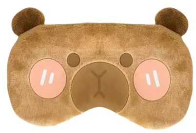 Sömnmask Capybara för barn och vuxna, mjuk plysch, tecknad djur, reseögonskydd, ögonskydd för sömn (blyg)