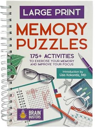 Large Print Memory Puzzles: 175+ Puzzles and Activities for Adults to Exercise Memory and Improve Focus - Includes Spiral Bound / Lay Flat Design and ... Font for Easy Reading (Brain Busters)