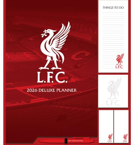 2026 FAMILY ORGANISER LIVERPOOL FC 4 COLUMN MONTH TO VIEW SQUARE WALL DELUXE PLANNER CALENDAR OFFICIAL PRODUCT