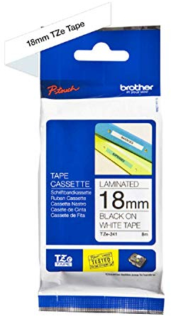 Brother Original P-touch Schriftband TZe-241 18 mm, schwarz auf weiß (kompatibel mit Brother P-touch 1830/VP, -D400/VP, -D450, -D600/VP, -P700, -2430)