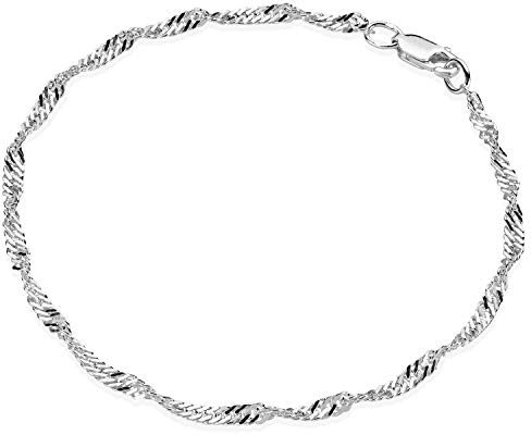 Materia Damen Armband Kette Silber 925-3mm Singapurkette Armkette SA-84-18cm