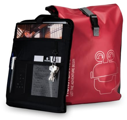 MONSTERANDO Sacoche de vélo et sac à dos 3 en 1 étanche et réfléchissante avec compartiment pour ordinateur portable 14 – Utilisable comme sac de porte-bagages et bandoulière – 25 l