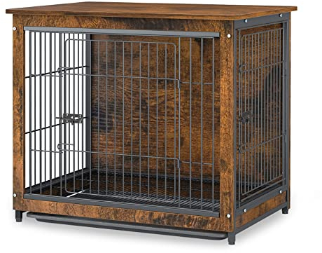BingoPaw Hundehütte Hundehaus mit Tischoberfläche und 2 Türen, Hundebox für innen, Hundekäfig für Zuhause für kleine Hunde Katen Hasen Tierkäfig, M 63x51x59cm