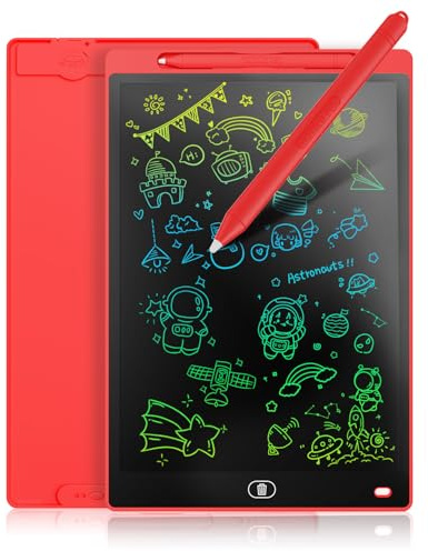 Genialba Tavoletta Grafica LCD Scrittura Colorato 8,5 Pollici, Lavagna da Disegno Cancellabile Portatile, Regalo Bambini, Tavoletta Grafica per Giochi Bambini 2 3 4 5 6 7 Anni Ragazze (Rosso)