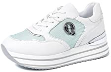 QUEEN HELENA Scarpe da Ginnastica Casual Leggere Plateau Sneakers Platform Zeppa Comode Donna X28-61 (X28-31 Verde, Numeric_36)