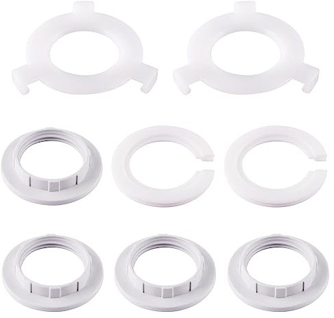8 Pack Plastic Lamp Shade Reducer Ring, E27 to E14 Lampshade Reducer Ring, E14 Lamp Shade Ring Converter, Lamp Shade Adapter Rings, Socket Replacement Ring, Fitting Lampshade Washer Adaptor White