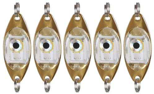 5 Teiliges LED Angelköder Licht, Tiefes Tropfen Angellicht, Angellöffel Diamantlichter Schleppköder Unterwasser Angeln Blinklicht für Salzwasser und Süßwasser