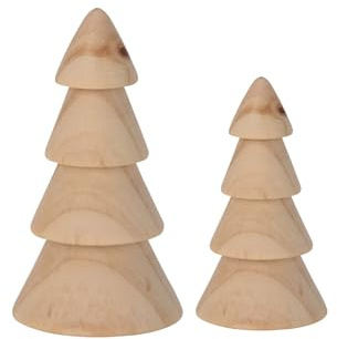 Rebecca Mobili Set 2 Piccoli Alberi di Natale, Alberi in Miniatura, Legno di Pino, Marrone, Deco Natale, Stile Scandinavo - Dimensioni: H 18 x Ø 10 cm - Art. RE6955