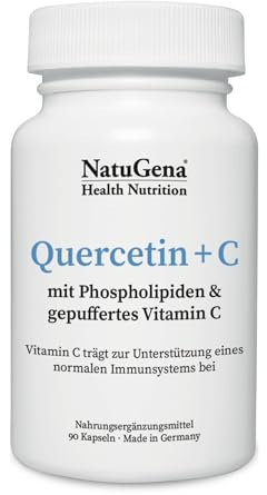 NautuGena Quercitin + C/Phospholipide & gepuffertes Vitamin C/plus Magnesium und Lecithin/ 90 Kapseln (30-Tage-Packung)