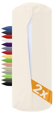 npluseins 2er Pack - Bezug für Nackenrollen 40x15 cm 100% Baumwolle 1600.2330, 40 x 15 cm, Natur