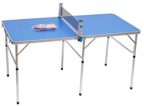 Qussse fällbar bordtennis, midi bordtennisbord med nät 2 racketar och 3 bordtennisbollar för liten trädgård eller lägenhet
