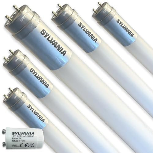 SYLVANIA LED T8 Röhre 60cm | 6500K Tageslichtweiß | Neonröhre Ersatz | 900 Lumen | 6,6 Watt | Leuchtmittel mit Starter | 5er Pack