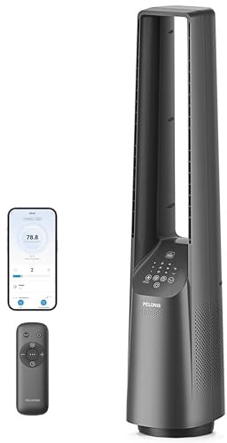 PELONIS 40 Smart Bladeless Fan for Bedrrom - Tower Fan, Alexa/Google/WiFi, DC Motor, 6 Speeds, 4 Modes, Remote, 7H Timer, 90° Oscillation, Safe for Home and Office