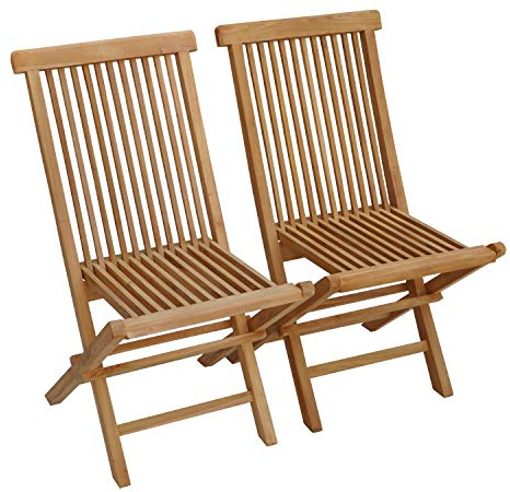 BENEFFITO SALENTO - Lot de 2 Chaises de Jardin Pliantes en Teck Naturel - Résistantes et Compactes