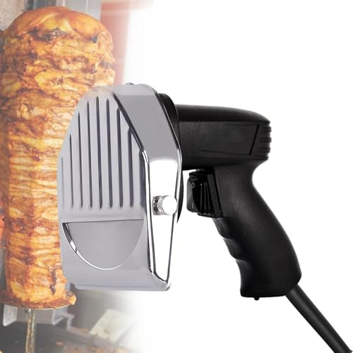 Coltelli per kebab portatili wireless/cablati,affettatrice elettrica per kebab, tagliacarne Shawarma commerciale (lama 10 cm, larghezza di taglio 0-8 mm, durata della batteria 120 min) Wiretype