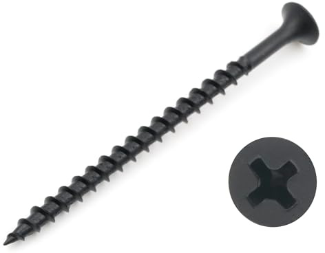 Design61 Snabbbyggskruvar grovgängade gipsskruvar gipsskivskruvar gipsskivsskruv riggipsskruvar torra väggskruvar stål härdat fosfaterade svart (4,2 x 65, 50, stycken)