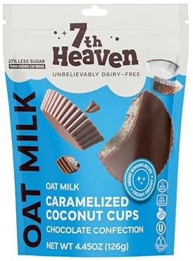 Broadway Candy 7Heaven Caramelized Coconut Cream Cups, Oat Milk Chocolate, Dairy-Free Plant-Based Candy, 2 × 105g Pouches