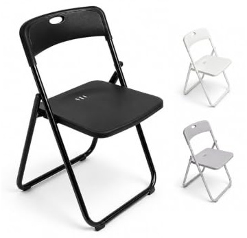 Jardin202 - Silla Plegable Metálica Monolith | 48 x 47 x 73 cm | Plástico Reforzado y Patas de Hierro con Refuerzo de Acero | Resistente | Pack 4 uds (Negro)