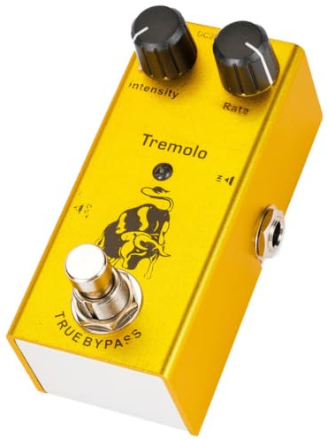 LIGHTAOTAO Pedal de Trémolo para Guitarra Eléctrica Circuito de Tubo Fotoeléctrico y Aleación Amarilla, Efecto True Bypass para Minimizar Pérdida de Tono