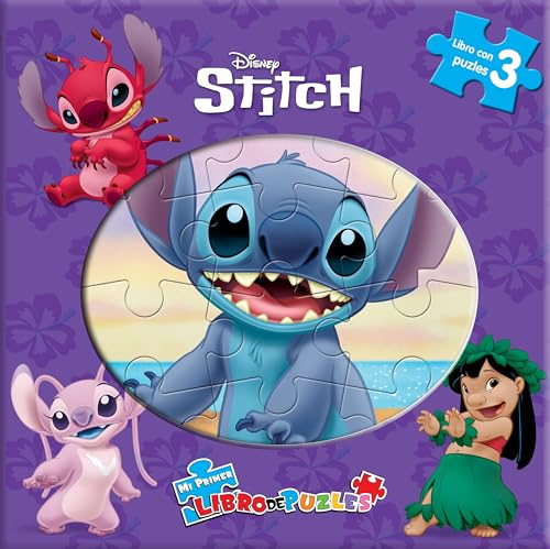 Disney Stitch Mi Primer Libro de Puzles - Rompecabezas para niños, libro de cartón de 10 páginas, 3 puzzles para disfrutar