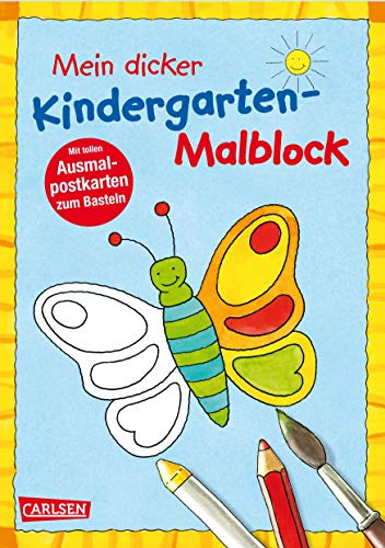 Mein dicker Kindergarten-Malblock: Für Jungen und Mädchen ab 3 Jahren mit großen Malvorlagen und Postkarten zum Ausmalen