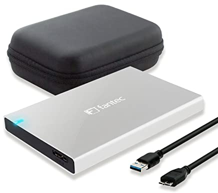 FANTEC ALU-25B31 Externes Festplattengehäuse (für den Einbau einer 6,35 cm (2,5 Zoll) SATA Festplatte oder SSD, USB 3.1 und UASP, Datentransfer bis 10Gbit/s, passive Kühlung, Aluminium Gehäuse) silber