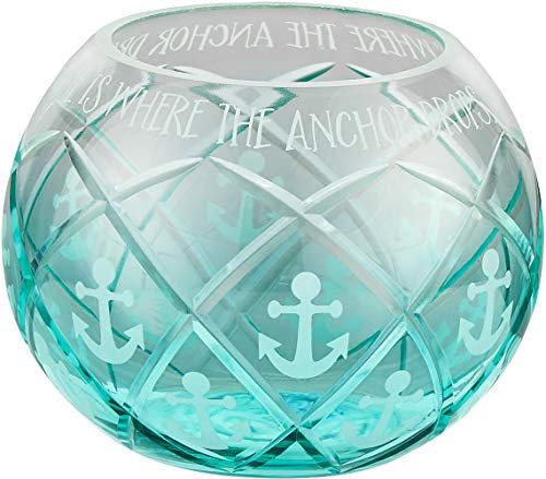 Pavilion Gift Company 5'' Tealight Holder, Aqua, 5 Inch Round