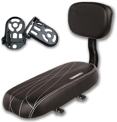 LIBRNTY Child Bicycle Seat,Bicycle Back Seat MTB PU Leather Soft Cushion Rear Rack Seat Children Seat with Back Rest. Soft Thick Sponge Backrest Safe Comfortable for Kids or Adults (Black (3))