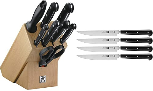 ZWILLING Twin Gourmet Ceppo Di Coltelli In Legno Con 9 Pezzi & Steak-Sets 39029-002-0 Set Da Bistecca, 4 Pezzi, 294 X 147 X 31 Mm