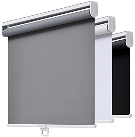 AOSKY Cordless Roller Shades Blackout Blinds for Windows Room Darkening Rolled Up Shades with Spring System, UV Protection Window Shades Door Blinds for Home and Office (23 W x 72 H, Grey)