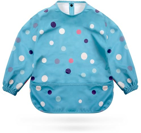 kidoola Baby Led Weaning Bib with Sleeves - Mess-Free, Waterproof Soft, Safe & Stylish for 6-12 Months Babies & Toddlers Apron with Full Coverall Coverage