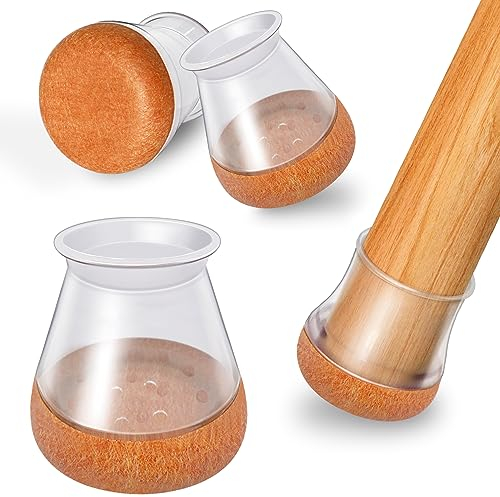 OCONDA 24 Pezzi Gommini per Sedie Rotondi Silicone, Feltrini per Gambe di Mobili, Proteggere il Pavimento dal Rumore Nero (Fit:14-20mm)