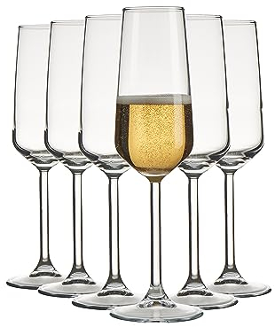 Pasabahce Allegra 195cc Elegant Bride Champagne Glass - Set of 6, Prosecco Glass for Weddings, Valentine's Day, Christmas, Special Celebrations
