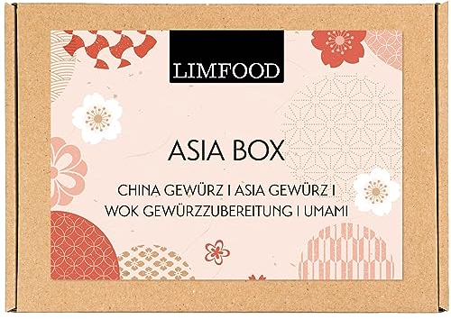 Limfood | Geschenkset Gewürze - Gewürzbox, Gewürzset mit 4 Gewürzen in Aroma Dosen - Geschenkkorb Kochen - Gewürzmischungen Länderküche - (Asia)