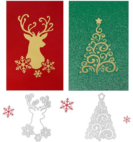 2 Sets Christmas Cutting Dies - Tree, Elk Die Cuts, Embossing Machine Template Stencil Cut Dies for Card Making, DIY Scrapbooking, Craft Cards, Photo Album, Gifts, Decor
