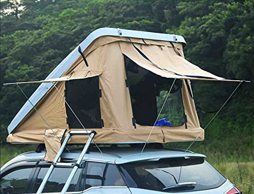 PRUJOY Auto-Dachzelt, hydraulisch, Hartschale, für den Außenbereich, selbstfahrend, Tour, Aluminiumlegierung, dreieckige Klammer, wetterfestes Dachzelt für Reisen, Camping (D)