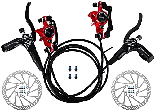 Sunydog Frein a Disque Hydraulique VTT, Kit Frein Hydraulique VTT Ensemble d'étriers de Freins à Disque hydrauliques pour vélo pour VTT Kit de Levier de Frein Gauche Droite avec Rotor à Disque 160mm