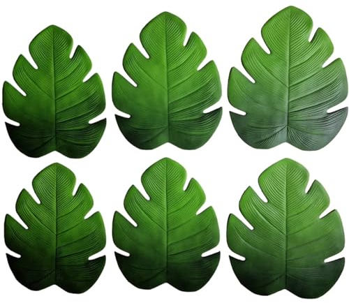 X CLICK - Mantel Individual Redondo - Salvamanteles de Plástico - Bajoplato Verde en Forma de Hoja - Pack 6 uds