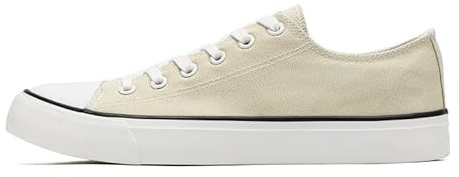 Ladies Canvas Shoes Low Top Trainers for Women Men Classic Lace Up Sneakers Canvas Plimsolls Pumps Casual Tennis Shoes Beige