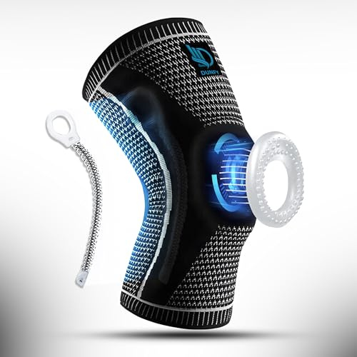 DUNFY Knee Support for Men Women with Patella Gel Pad & Side Stabilizers - Medical Grade Knee Brace for Running, Meniscus Tear, ACL, Arthritis, Knee Pads for Joint Pain Relief – Universal Size, Black